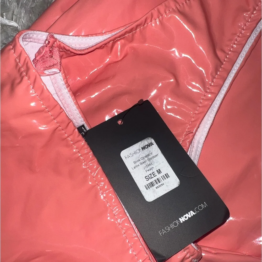 Fashion Nova Latex Biker Romper - Picture 7 of 7